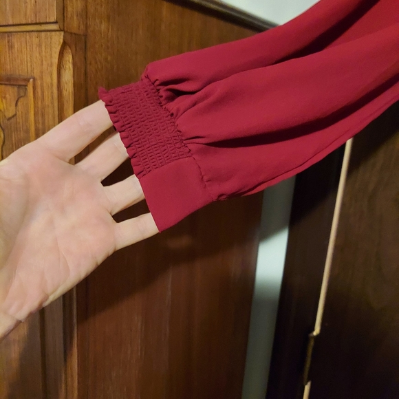 Gibson Latimer Long Sleeve Red Burgundy Wide Leg One Piece jumpsuit Size M - Picture 3 of 10